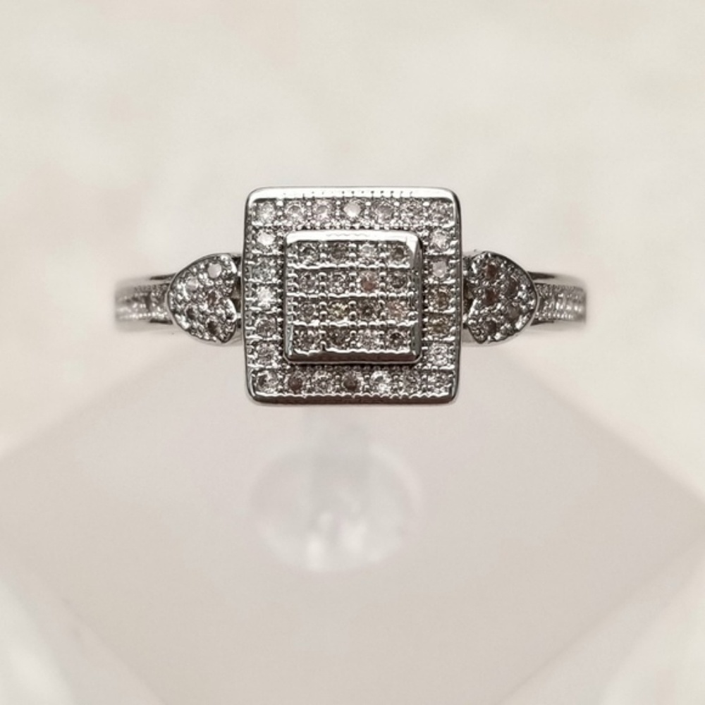 Sterling Square Pave Ring - Picture 3 of 8
